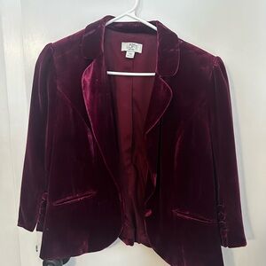 LOFT Women's Velvet Blazer - Deep Burgundy